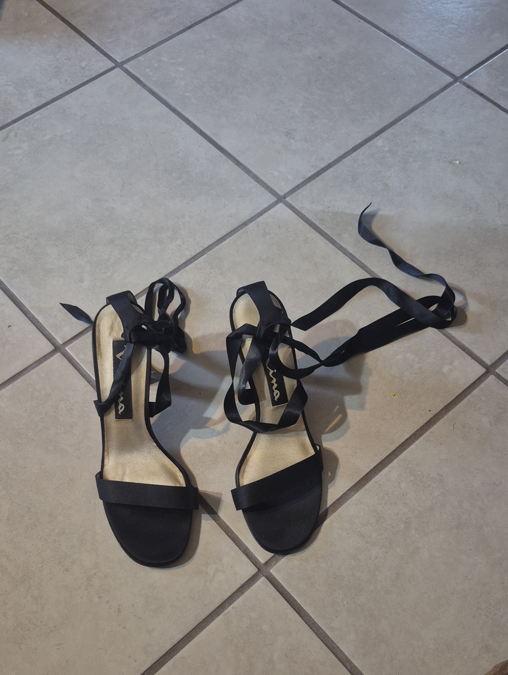 Nina Black Lace-Up Ankle Tie Sandals